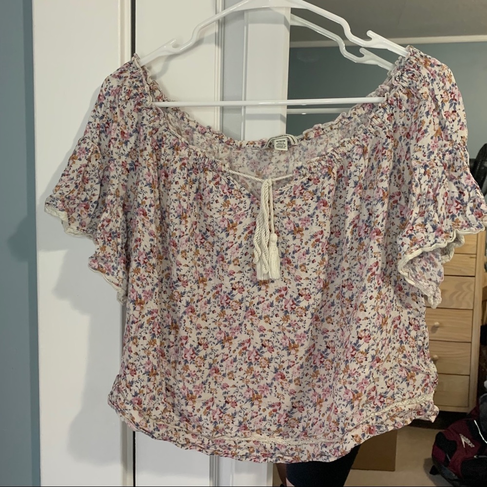 floral off the shoulder american eagle top